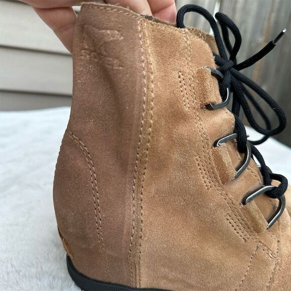 Sorel Girls' Wedge Boots Size 1 Brown Waterproof Suede Lace Up - Picture 5 of 9